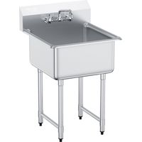 VEVOR Fregadero de un solo seno , incluye grifo y patas, fregadero independiente de acero inoxidable de 27" x 41" para restaurantes, garajes, cocinas y lavanderías. Cumple con las normas NSF