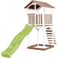 Axi Beach Tower Aire De Jeux Avec Toboggan En Vert Clair & Bac À Sable Grande Maison Enfant Extérieur En Marron & Blanc Cabane De Jeu En Bois Fsc