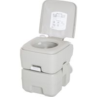 HOMCOM Inodoro Portátil Químico Baño Móvil WC 20L con Extraíble Tanque de Aguas Residuales y Tanque de Agua para Camping Viaje Ancianos Caravana Barco con Cisterna Carga 147 kg 41,5x36,5x42 cm HDPE