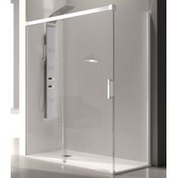 Porta doccia fissa + 1 porta scorrevole GLASÉ profilo bianco 130 cm