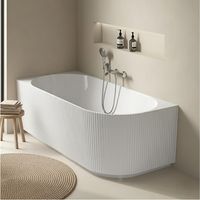 Baignoire semi-îlot blanche 170cm striée en acrylique Lucite® - Angle gauche - Livrée complète