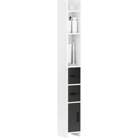 Colonna Bagno con 3 Mensole e 3 Armadietti, , 15x17x120 cm, Bianco e Nero