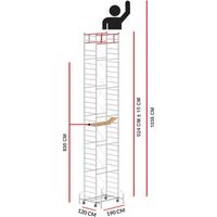 Scedil – Échafaudage M5 LUX – Hauteur de travail 10,35 m – Acier galvanisé électrolytique – Charge maximale 280 kg – Dimensions 190 x 120 cm