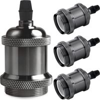 4PCS E27 Vintage porte-lampe solide en aluminium et en céramique, adaptateur de prise pour ampoule à vis Edison, mur bricolage, plancher de table ou plafond, noir