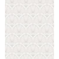 Papier peint éventails Art Nouveau blanc nacré