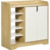 Zapatero Estrecho de Estilo Moderno para 13 Pares de Zapatos para Entrada Pasillo 80x30x80 cm Natural y Blanco