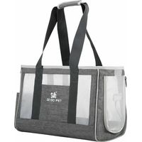 Cat Carrier Bag, Breathable Foldable Dog Carrier Bag with Comfortable Thickened Cushion for Travel by Train, Car, Restaurant, Airplane, Gray Oxford Cloth Size S (39 x 17 x 27cm)