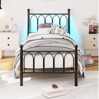 letto struttura 90x200 con LED USB in metallo nero OKMYHOME