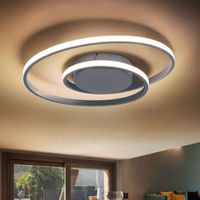 LED Deckenleuchte silber Modern Wohnzimmerlampe dimmbar Designleuchte Decke, Switch Dimmer, 1x LED 22 Watt 2200 Lumen warmweiß, 39 cm