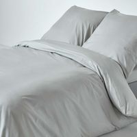 HOMESCAPES Parure de lit Gris Argenté 100% coton Egyptien 200 Fils 150 x 200 cm