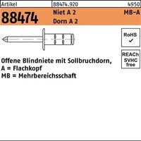 Remache ciego R 88474 FLAKO 4x 13 Remache A 2/Mandril A 2 500 piezas