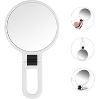 Espejo Maquillaje de Mano con Plegable Mango Espejos Vanidad Doble Cara Aumento 1X/5X Niña Mujer Bolso Bolsillo Sobremesa Viaje Portatil Pequeño Makeup Hand Mirror Vanity Magnifying Redondo (Blanco)
