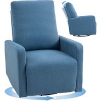 Poltrona Relax Reclinabile Manualmente a 135°, Girevole a 360° con Funzione Dondolo, Blu