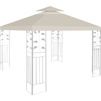 Jiubiaz Ersatzdach für Pavillon 3×3 m, Doppeldach Pavillondach mit Kaminabzug, 300D Polyester Dachbezug, UV-Schutz Beige