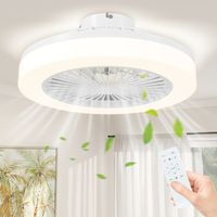 Ventilador de techo con luz LED – 6 velocidades – Control remoto – Fácil montaje – Blanco