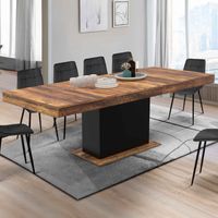 EDEN Mesa de comedor rectangular extensible para 6-10 personas con tablero HAWKINS 160-200cm