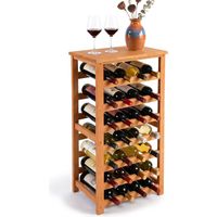 Walnut Wine Rack, Holds 28 Bottles, Horizontal Storage