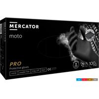 GUANTI DA MOTO MERCATOR NERI, TAGLIA L, 100 PEZZI, IN NITRILE, SENZA POLVERE, NERI