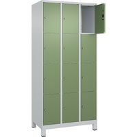 C+P, Vestiaire à 4 casiers Classic PLUS, 3 compartiments, gris