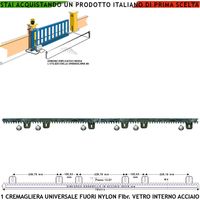 Cremagliera Antiusura Universale M4 da 1 Metro in Nylon Fibra Vetro Interno Acciaio Portata Garantita 6 Q.li 6 Viti Auotofilettanti Max 10 Q.li Ricambio Cancello Scorrevole Giunture a Coda di Rondine