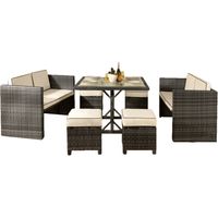7 Piece Rattan Garden Furniture Set in Grey