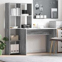 Vidaxl – Bureau droit gris sonoma 138,5 x 55 x 143 cm – Bois d'ingénierie – Grand espace de rangement avec étagères – Design moderne