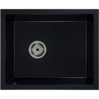 ZELVO Küchenspüle, Spülbecken, Spüle Granit schwarz 560 x 460 x 200 mm Model 6