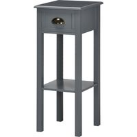 Table Mesa auxiliar moderne avec tiroir et étagère gris 30x30x75 cm