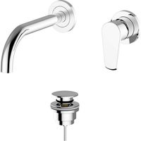 Waschtisch-Wandbatterie mit Clic-Clac Ablaufgarnitur Teorema Velvet 8V318 Chrom