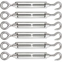 Tendeur Cable 6 Pièces M5 Tendeur Cable Inox 304 Réglable Crochet de Ridoir et Oeil pour Tendeur de Fil Cable Acier Corde Crochet Tendeur Accessoires