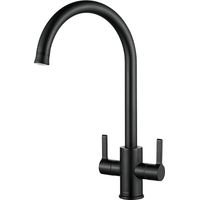 Ibergrif M22140B Rubinetto Lavello Cucina Nero, Miscelatore Cucina con Beccuccio di Comfort, Miscelatore Lavello Cucinacon Spray a Due Funzion, Rotazione a 360°, Cromo