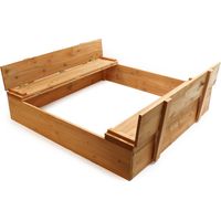 Arenero para niños con tapa abatible banco y respaldo madera caja de arena arenero infantil