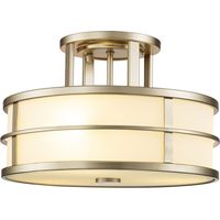 Lampada del soffitto Fusion E27 3x40W in ottone naturale naturale, vetro opale H: 22,9 cm B: 34,3 cm Dimmabile