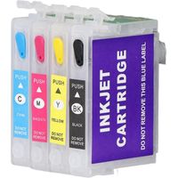 Cartouches d'encre (noire, cyan, magenta, jaune) à puce permanente, cartouches de recharge réutilisables pour imprimantes à jet d'encre