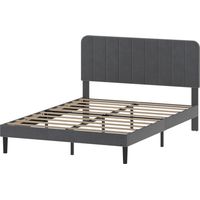 Levede Double Bed Frame with Adjustable Headboard Velvet Upholstered Dark Grey