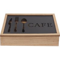 Vassoio Portaposate DKD Home Decor Marrone Nero Metallo Legno MDF Vintage 25 x 18 x 6 cm