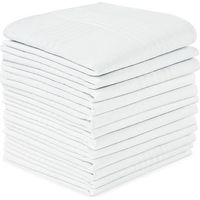 Lot de 12 mouchoirs de poche doux pour homme, mouchoirs de qualité supérieure en coton blanc, mouchoirs classiques pour homme et femme