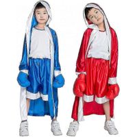 Boxanzug für Kinder mit Gürtel, langärmelig, locker geschnitten, Sanda-Rashguard, Boxkleidung für Jungen und Mädchen, Kinder-Performance-Kostüm – Gut-110-Red