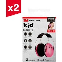Lot de 2 casques anti-bruit pour enfants 3M™ PELTOR™ Kid, SNR 27 dB, rose