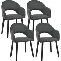 Modern dining chairs with crescent-shaped backrests and ergonomic armrests, combining style and comfort - Set of 4 - Leaden