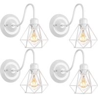 4-pack Industrial Wall Light Geometric Cage Wall Lamp Black Metal Wall Sconce White Ø16CM