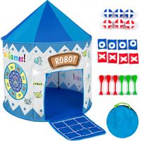 Leogreen Kinder Spielzelt mit Dart & Zielscheibe, 4 in 1 Kinderzelt Indoor Outdoor Spielzelte Spielhaus Spiele Spielzeug Geschenk für Kinder Baby Mädchen Jungen, 8 Sandsäcke Inklusive