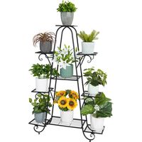 Blumenständer Metall 9 Ablagen Blumenregal Pflanzregal Pflanzentreppe für Innen Außen Deko, 130 x 90 cm