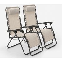 2er Set klappbare Liegestühle Sonnenliegen Strandliegen für Garten und Strand Emily Zero Gravity - Grau