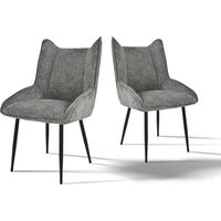Bon Furni Gepolsterte Esszimmerstühle aus Stoff Schwarz und Weiß, 2er-Set