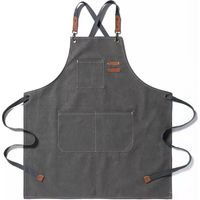 Kitchen apron, cotton canvas gardening apron with large pockets for men and women, cooking bib, durable, adjustable gardening apron – gray