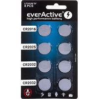 Jeu de 8 piles au lithium everActive 4 x CR2032, 2 x CR2025, 2 x CR2016