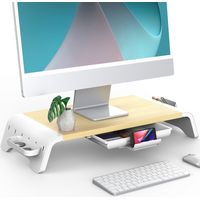 Fenge Réhausseur d'Écran d'Ordinateur en Bois,Moniteur Stand avec Tiroir,Support de Moniteur/PC/TV/Imprimante (Aucun Montage Requis) 52X23,5X8,9cm Couleur Chêne G04A1521C