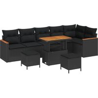 Maison Exclusive - Garten-Sofa-Set mit Kissen mit Speicher Schwar