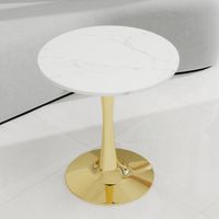 Esstisch 70 cm, minimalistisches Design, Kunstmarmor, goldfarbene Beine, weißgoldfarben